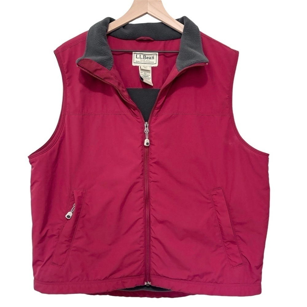 Men’s L.L. Bean red and gray full zip outdoor vest size xl